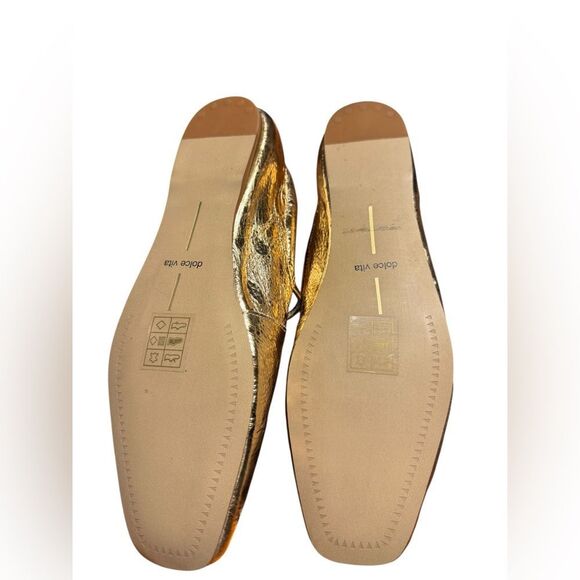 Dolce Vita Reyes Mary Jane Flats - Gold Metallic Distressed Size 7.5 - Picture 6 of 7